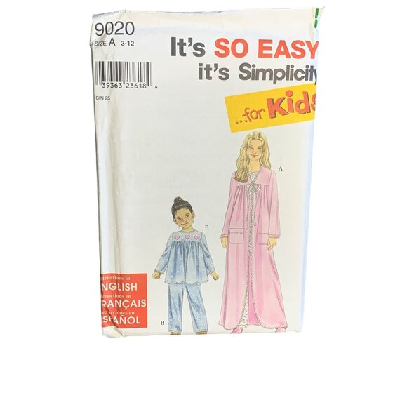 Simplicity Girls Sleepwear Sewing Pattern Sz 3-12 9020 - Uncut - Picture 1 of 4